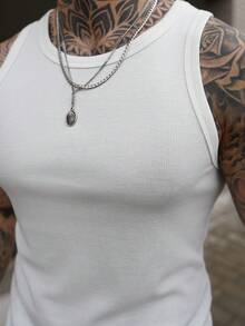 Artur Kramer Men's Fashion Casual Minimalist Tight White Tank Top, Versatile, For Summer Daily - White - View 6