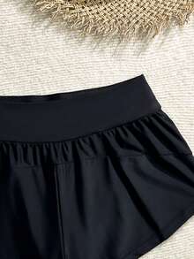 Swim SPRTY Spring/Summer New Solid Color High Waist Shorts Sports Style Board Shorts - Black - View 3