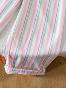 Tween Girls' Casual Striped Sleeveless Jumpsuit, Summer - Multicolor - View 3