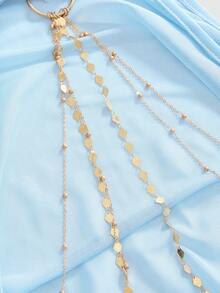 Sweetness Women's Romantic Sweet Girl Chain Decor Sheer Sexy Elegant Asymmetrical Hem Cover Up Top Party Going Out Light Blue Summer - Blue - View 3