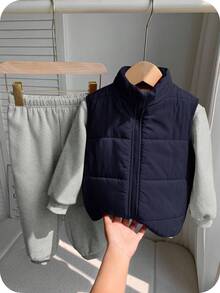 SHEIN 兒童返校 3 件套 小男孩休閒舒適百搭厚款夾克冬秋外套 + 圓領運動衫 + 長褲 - 彩色 - 查看 6