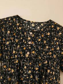 Rusticease Women's Round Neck All-Over Print Casual Party & Travel Long Dress - Black - View 8