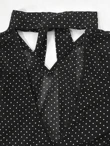SHEIN Women's Daily Versatile Summer Chiffon Polka Dot Sleeveless Black Tie Blouse, Elegant Sheer Shirt For Outings And Commuting - Black - View 3