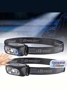 1PC Rechargeable LED Headlamp With Motion Sensor, Waterproof, Suitable For Outdoor Camping, Fishing, Running, Home Emergency Lighting - multicolor - View 1