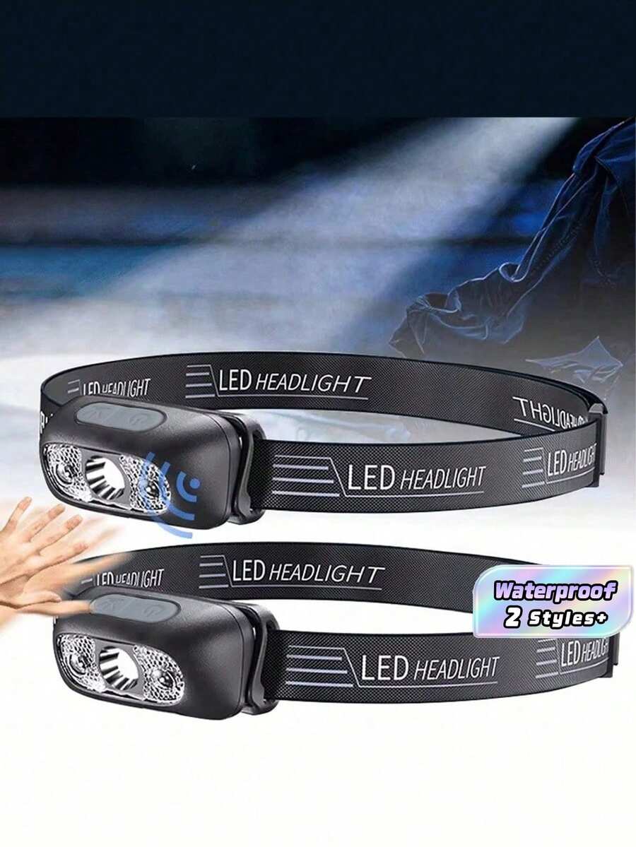 1PC Rechargeable LED Headlamp With Motion Sensor, Waterproof, Suitable For Outdoor Camping, Fishing, Running, Home Emergency Lighting - multicolor - View 1