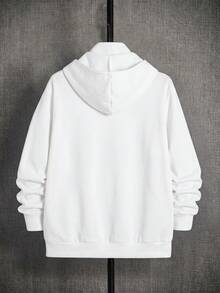 SHEIN 青少年男孩白色雙層領結構休閒大學風衛衣，舒適時尚簡約百搭，柔軟面料，適合日常穿著、上學、旅行、戶外運動，四季皆宜 - 白色 - 查看 2