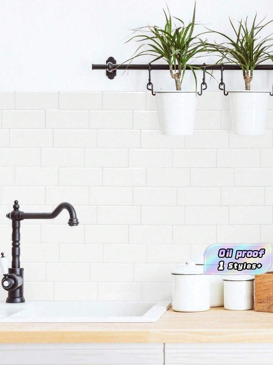 4/10/20 Pcs Waterproof Brick Textured 3D Wall Panels, DIY Tile Stickers, Removable Self-Adhesive Wall Tiles For Kitchen Bathroom Backsplash And Holiday Decor