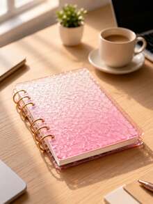 A5 Stone Grain Acrylic Loose Leaf Notebook Cover With Gold Metal Rings, No Inner Pages Blank Binder Shell For DIY Handcraft, Scrapbooking, Journal Making & Stationery Gift - Multicolor - View 6