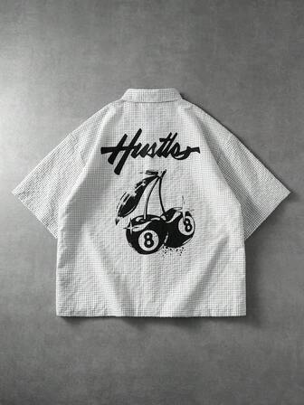 Herren American Vintage Streetwear kariertes Hemd mit Kirschen-Muster