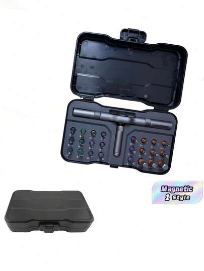Juego de 24 destornilladores magnéticos en 1, juego de destornilladores de trinquete DIY, juego de unidades magnéticas con mango de trinquete desmontable, kit de herramientas de reparación de precisión portátil para muebles, computadoras y bicicletas