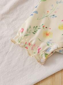 SHEIN 新生兒花卉印花圓領連身衣與髮帶 2 件套裝 - 彩色 - 查看 7