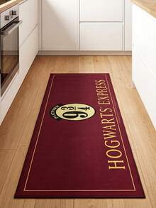HARRY POTTER X SHEIN A Rubber Kitchen Long Carpet, Cartoon Printing Pattern, Nordic Light Luxury High-End Style Kitchen Mat, Long Running Carpet Laundry Carpet, The Fabric Is Thick And Foot-Feeling, Easy To Take Care Of, Machine Washable And Washable, Practical Entrance - Red - View 3