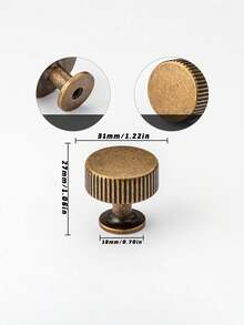A Set Of 2 Knurled Drawer Pulls, Antique Bronze Cabinet Handles, Single-Hole Kitchen And Bedroom Hardware, Vintage Knobs For Wardrobe/Dresser. - Antique Brass - View 3