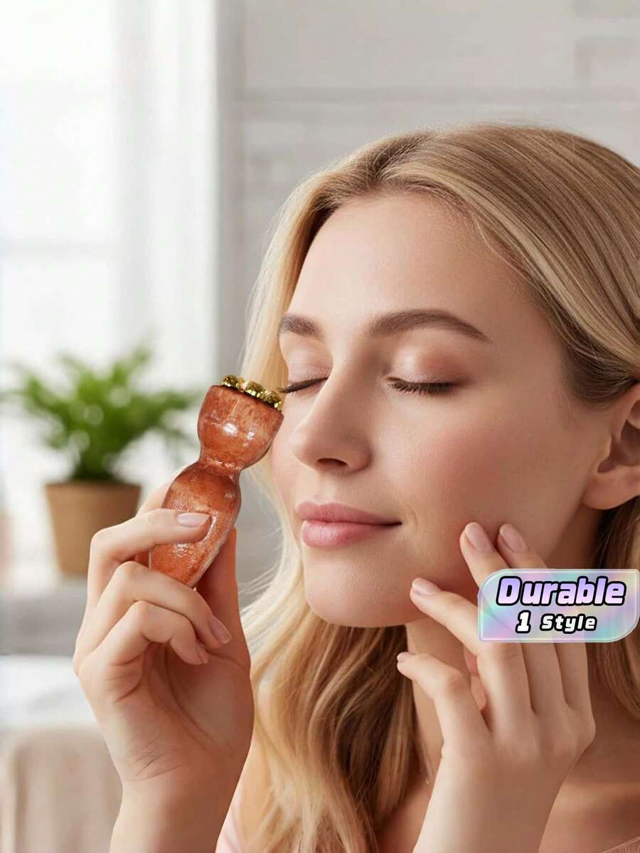 2‑Pack Pure Brass Facial Massage Tool, Mini Lotus‑Shaped Gua Sha Stick For Muscle Relaxation & Acupoint Therapy, Beauty Skincare Accessory - Multicolor - View 1