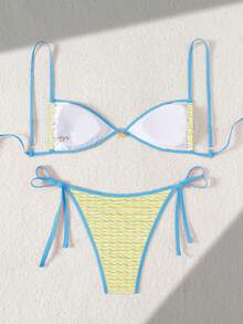 Swim Mod Women's Random Fabric Elegant Triangle Bikini Set 2 Pieces Swimsuit - Light Yellow - View 5