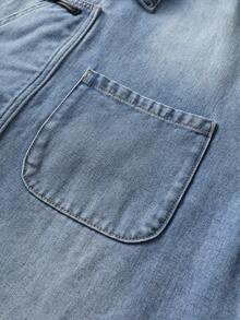 ROMWE MEN Street Life Casual Chinese Style Men's Versatile Denim Top - Blue - View 5