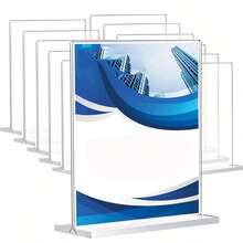 T-Shape Clear Acrylic Sign Holder Double Sided Display Stand For Menu Flyer Photo Office Restaurant Retail Wedding - Clear - View 2