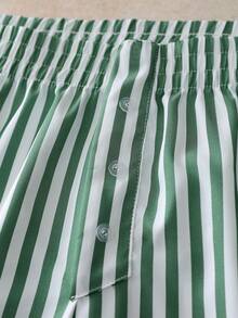 EverLounge Striped Loose Comfortable Casual Romantic Men's Allover Pants - Green - View 6