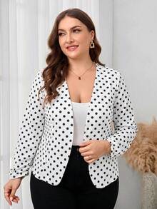 SHEIN Clasi Plus Size Women's Solid Color Simple Daily Long Sleeve Jacket,Business Casual Woman Fall - White - View 5