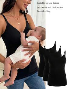 Modmama Ropa De Tanque De Lactancia Maternal - Negro - Ver 2