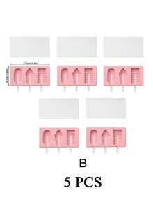 1Pc Cute Shapes Silicone Popsicle Molds With Lids Reusable Ice Cream Mold Popsicle 4 Cavities Maker Homemade DIY Set - Pink - View 14