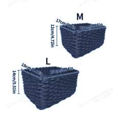 1PC( M/L) Handmade Woven Storage Baskets, Paper Rope Material Organizer Baskets For Living Room, Bedroom, Cabinet, Office, Home Decor, Farmhouse Decor, Holiday Gift Storage, Reusable Storage Bins For Stationery, Clothes, Toys, Cosmetics - Blue - View 9