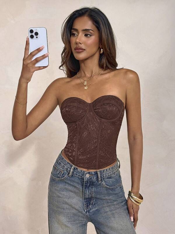 Aloruh Lady's Elegant Leopard Print Three-Dimensional Fabric, Luxurious Gathered Bra, Cup-Shaped Top, Tight Body-Hugging Dress, Gathered Breast Cups, Shoulder Straps Tied With Bows. Suitable For Concerts, Country Music Concerts, Nightclubs And Sexy Parties. Sexy And Elegant Party Bodysuit, Top.