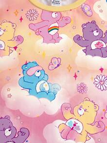 SHEIN X Care Bears 2件組可愛趣味風女童幼兒居家服，圓領短袖上衣與短褲舒適套裝，Carebear聯名女童幼兒居家服 - 淺粉色 - 查看 7