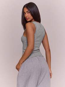 MUSERA ESSENTIALS Soft Rib Scoop Neck Fitted Longline Tank Vest Top Sold As 2 Pieces Multipack Spring Summer Holiday Everyday Cute Daily Basics Simple Essential - Grey - View 4