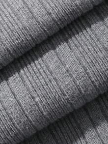 FRIFUL Women's Solid Color Stand Collar Slim Fit Versatile Daily Knit Top Summer Office Dark Grey Basic - Grey - View 3