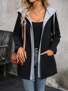 Yalmera Women's Patchwork Hooded Casual Jacket Fall Winter Cloth For Women - Multicolor - View 4