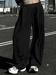 DAZY Women's Casual Loose Korean Style Sweatpants Petite - Black - View 3