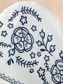 Boho Mama Camisa casual de maternidad con escote en V profundo, cordón, cintura elástica, manga larga, azul marino, para sesión de fotos, verano y otoño - Azul y blanco - Ver 9