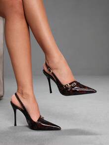 CUCCOO SZL Women's Fashionable Elegant Commuting Closed Toe High Heels For Christmas - Leopard brown - View 5