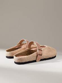 Solecia Women's Slip-On Thick Soled Mule Loafers, Casual Spring/Autumn Shoes For Christmas - Woven nude - View 4