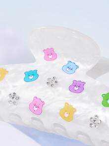 SHEIN X Care Bears 可愛雙面3D熊造型髮夾，適合女性 - 彩色 - 查看 4