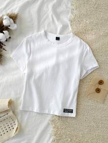 Tseoso 1pc Solid Form Fitted Tee 95% Cotton - Multicolor - View 7