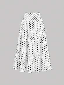 SHEIN MOD 女款波點百褶休閒百搭日常穿著裙 - 彩色 - 查看 8