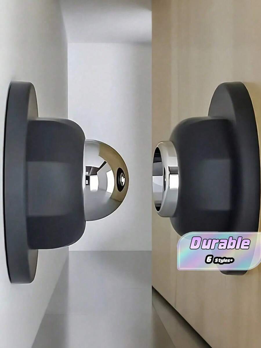 2pcs/Set Soft Magnetic Door Stopper - Easy Installation, Adhesive Backed | No Drilling Required, Suitable For Home And Office