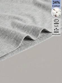 SHEIN BASICS 女款純色修身短版圓領T恤上衣 淺灰色 短版上衣 適合校園日常 夏季休閒 基本款 健身 - 淺灰色 - 查看 4