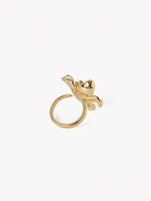 Opalesca 18K Gold-Plated Chrysanthemum-Shaped Pearl Inlaid Zirconium Niche Exquisite Fashion Ring - Yellow Gold - View 7