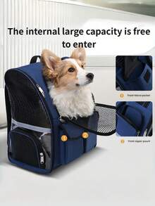 1PC Foldable Pet Backpack Breathable Portable Large Capacity Double Shoulder Bag For Cat And Dog Travel Outdoor Carrier Puppy Kitten Carrier - Multicolor - View 10