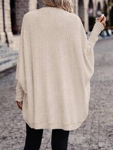 SHEIN Frenchy Casual Commute Solid Color Batwing Sleeve Jacket - Apricot - View 2