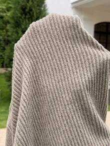 Lyckli Maternity Solid Color Round Neck Sleeveless Knit Textured Tank Top With Side Slit Hem - Grey - View 10