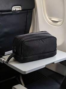 Large Capacity 4 Compartments Multi-Layer Zipper Stationery Bag, Standable On Desktop, Portable With Handle, Suitable For Office, School, College, Adults, Black, Back-To-School Gift, School Supplies, Pencil Pouch, School Bag - Multicolor - View 7
