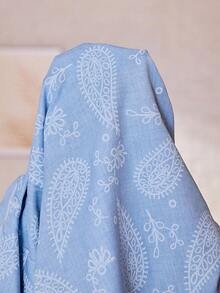 Serenescape 春夏女款仿刺繡印花短袖長褲開襟睡衣套裝 - 淺藍色 - 查看 7