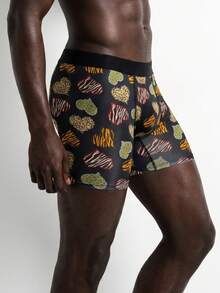 Rest Era Men's Underwear Leopard Zebra Giraffe Heart Graphic Long‑Leg Boxer Briefs, Dark Tone Daily Bottoms - Multicolor - View 5