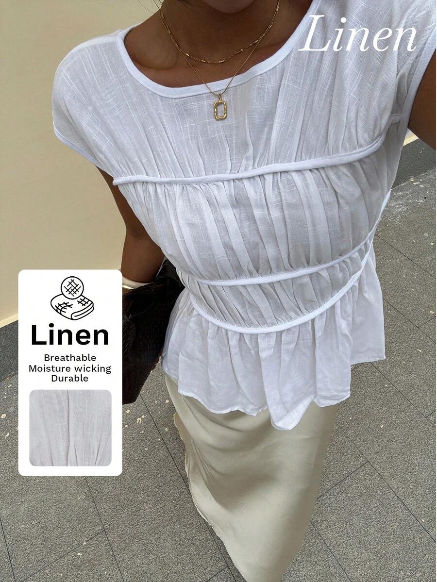 Lavishia Women's Summer Comfortable Cool Linen Top Fashion Slimming Vacation Outfit White Elegant - White - View 1