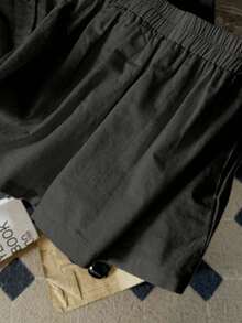 Resyla New Arrival Short Sleeve & Shorts 2pcs Set, Casual Fashionable Versatile For Women - Black - View 4