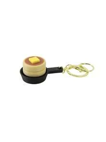 MINKOJA 1pc Realistic Miniature Pancake Keychain Fluffy With Frying Pan Base Golden Syrup Cream Butter Accent Decorative Food Charm Novelty Keyring For Backpack Purse Car Keys - Multicolor - View 13
